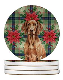 Liver Pointer Christmas PoinsettIas Large Sandstone Coasters Pack of 4 Absorbent Round Coasters Decor Gifts for Men or Women, 4 in, Multicolor