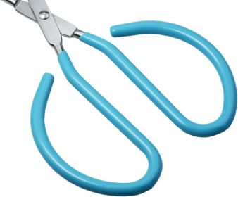 10-Inch Heavy Duty Stainless Steel Kitchen Scissor Tongs, Set of 2 (Color: Blue, Silver)